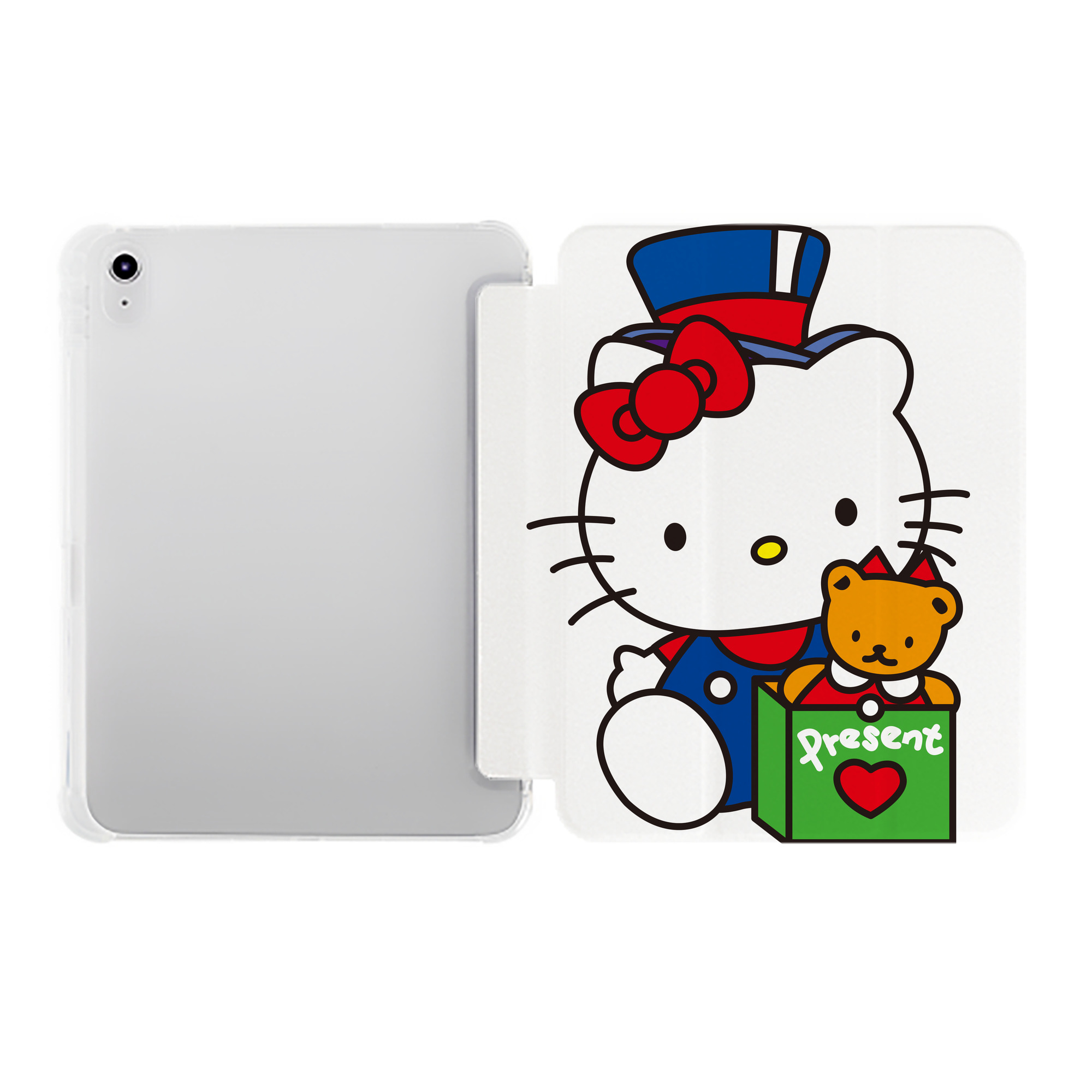 （画像用） Hello Kitty ハローキティ IPad ケース ペン収納付き 三つ折りスタンド PUレザー×シリコン 対応機種9.5/10.5/10.9インチ